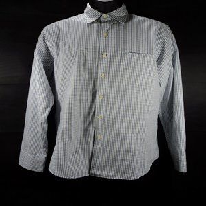 J. Crew Men's Blue and White Check Button-Down Shirt
